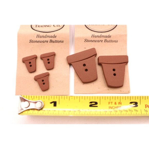 Handmade Stoneware Buttons Brown Terracotta Plant Pot Design By DeCuyper Trading - Picture 6 of 7